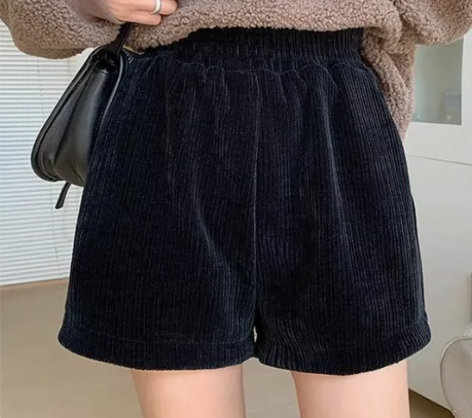 高腰黑色休闲短裤女秋冬季2022新款韩版灯...