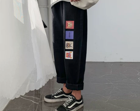 松紧腰春秋季印花牛仔裤女宽松胖MM大码20...