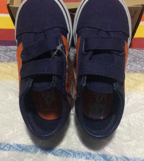 24码VANS范斯中童低帮休闲板鞋，深蓝潮...