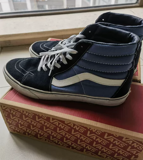 vans男士蓝色高帮,44.5码,5成新 ...