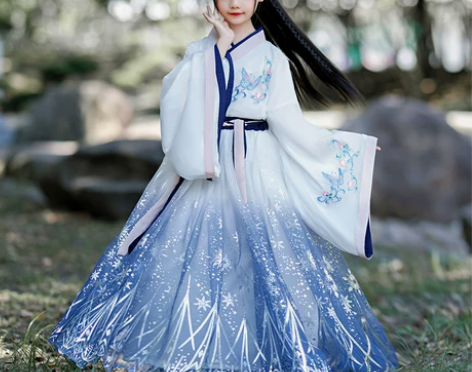 女童汉服超仙中国风儿童古装12岁女孩冬装古...