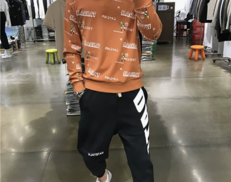 全新2022秋季新款男卡通字母休闲卫衣宽松...