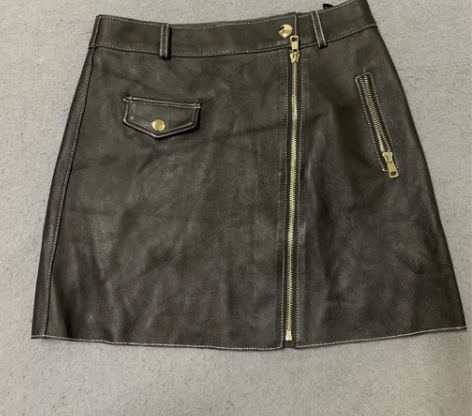 Vintage古着 女士真皮羊皮时尚斜拉链...