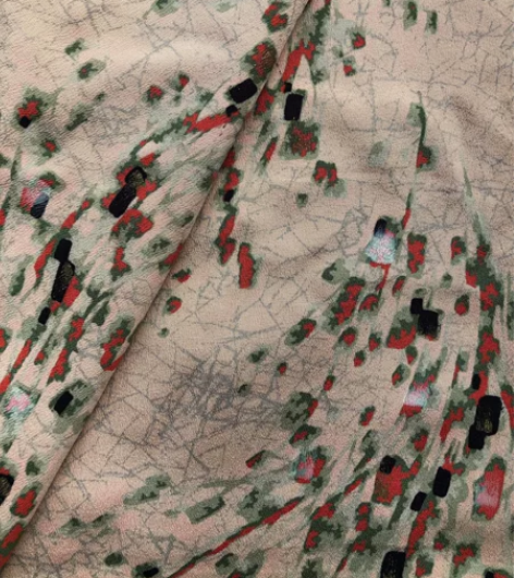 米黄抽象小纹和服真丝蚕丝面料中古回流 材质...