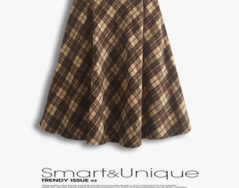 森女系秋冬季韩版复古格子中裙，买来没穿过 ...