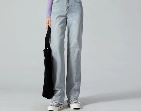 哲娜纯高腰直筒牛仔裤女宽松显瘦2022年秋...