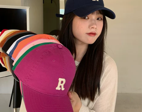 陈奶奶纯色字母刺绣棒球帽女弯檐韩版简约百搭...