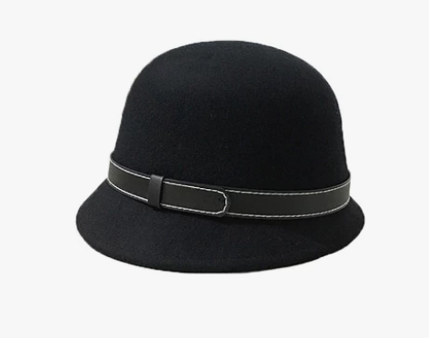 冬天女士小檐盆帽渔夫帽英伦马术帽复古圆顶羊...