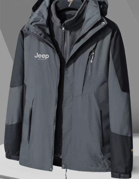 jeep吉普冲锋衣男士三合一可拆卸外套冬季...
