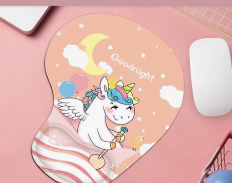 鼠标垫护腕可爱卡通女生小号硅胶防滑笔记本电...