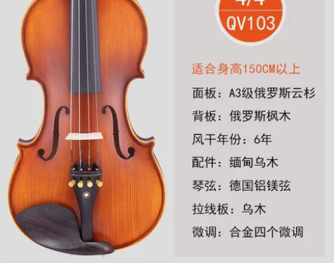 青歌QV103儿童初学者入门小提琴演奏学生...
