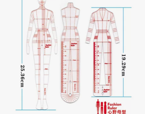 服装设计款式图模板尺时装画手绘工具-心野母...