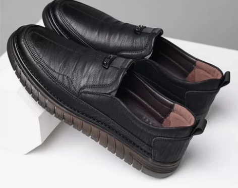 牛筋软底鞋冬季新款加绒保暖男士休闲皮鞋百搭...