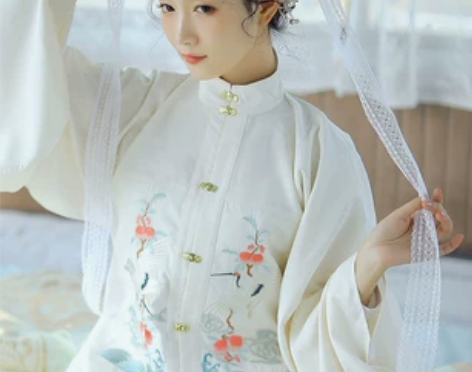 兰若庭 汉服 望水云鹤 明制 立领 补服和...