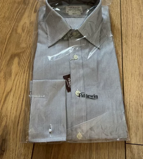 闲置全新男士长袖衬衫 白色蓝条纹 法式袖口...