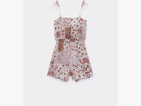 ZARA COS夏季新品拼布印花短款连体裤...