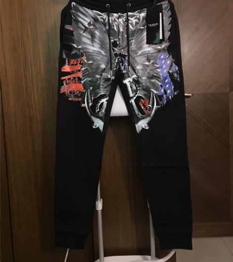 卡里亚尼 全新 男装春秋款加薄绒印花休闲裤...