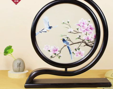 刺绣画 苏绣刺绣摆台两面绣工艺品摆件纯手工...