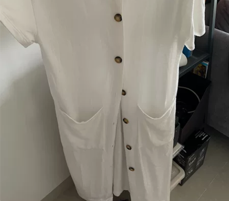 zara白色女短袖半透度假风连衣裙衬衫裙 ...