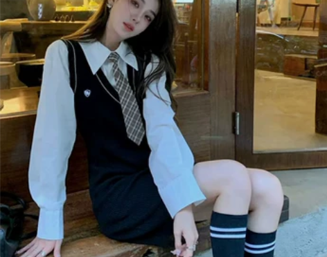 jk制服套装两件套学院风包臀裙2022秋冬...