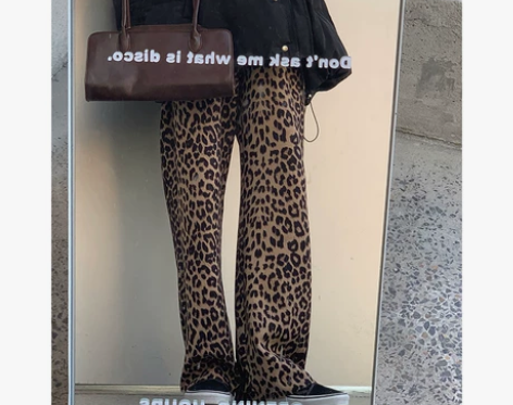 豹纹直筒长裤 尺码：M