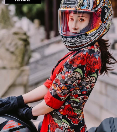 GSB复古头盔男女摩托车碳纤维全盔机车拉力...