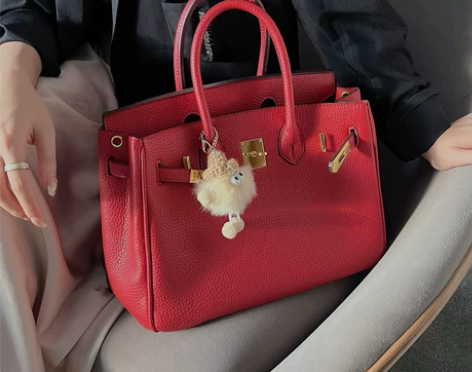 MZ HOUGE真皮铂金包红色新娘结婚包包...