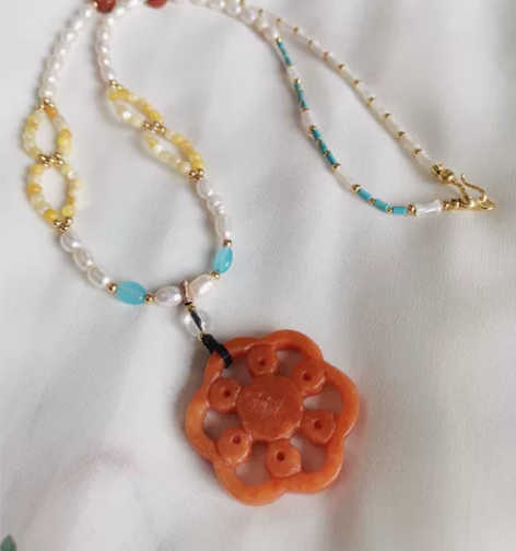 璎珞项链毛衣链古风 用料： 蝶贝，蝶贝珠，...