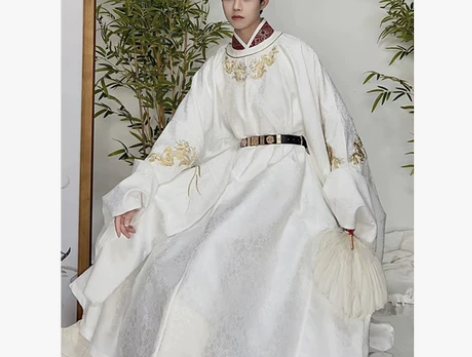 羽月司衣局原创汉服白诀秋季新品明制绣花圆领...