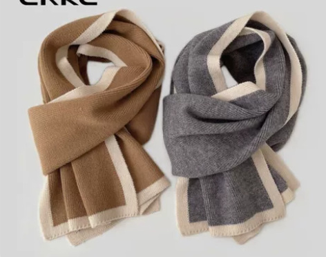 秋冬新款围巾鸿星尔克原装正品大促秋冬季撞色...