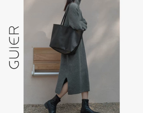 拉链a字高领针织连衣裙女2020新款秋冬法...