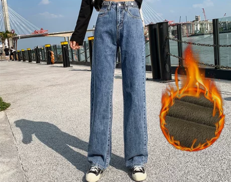 高腰直筒牛仔裤女秋冬新款垂感宽松显瘦拖地小...