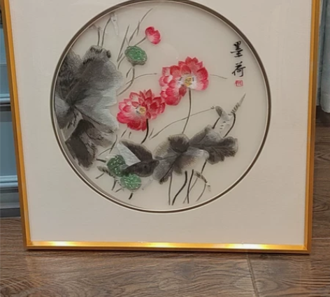 样品处理，新中式刺绣画，尺寸47X47，处...