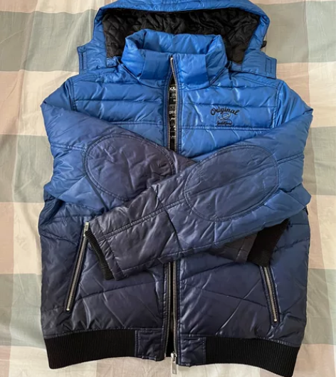 杰克琼斯羽绒服，男士XL码，帽子可拆卸，白...