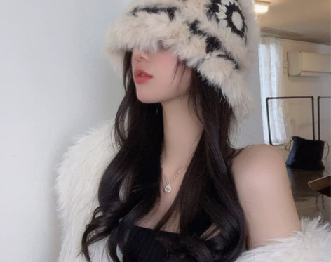 【狂欢价】兔毛针织毛绒帽女秋冬季毛茸茸虎头...