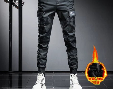 裤子男款男士迷彩工装裤男秋冬潮牌束脚运动休...