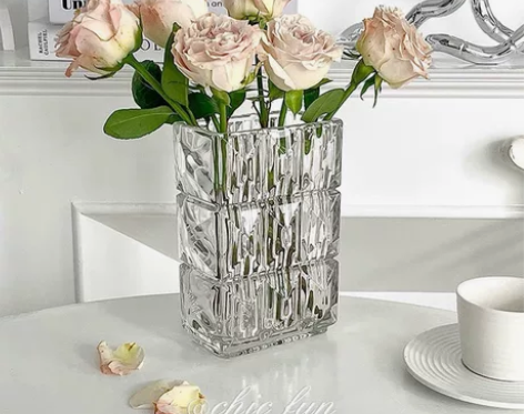 欧式璀璨玻璃花瓶圆形加厚摆件轻奢高端客厅插...