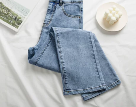 【狂欢价】高腰牛仔裤女显瘦显高微喇九分20...