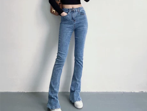 ?【38活动价】黑色牛仔裤女高腰显瘦微喇叭...
