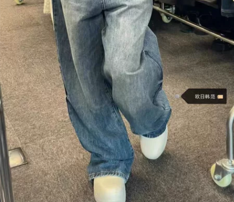 设计感双腰头牛仔裤女胖mm春秋大码ins高...