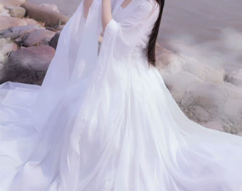 正品原创汉服女中国风流宋制大码白色齐腰襦裙...