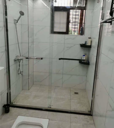 一字型极窄简易干湿分离卫生间隔断网红淋浴房...