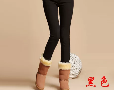 冬装新款女装 加绒加厚铅笔裤 牛仔裤女小脚...