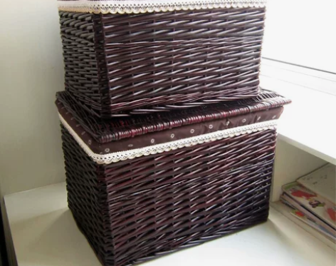 藤编收纳筐储物筐桌面带盖收纳箱家用特大号衣...