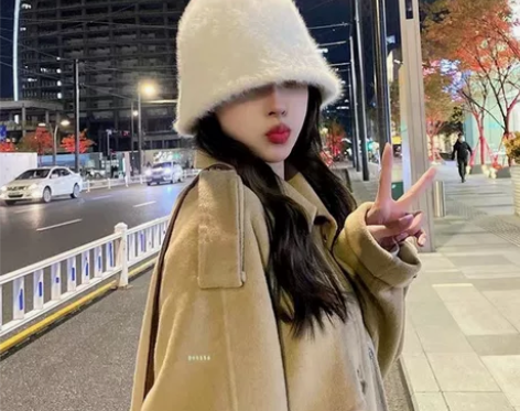 兔毛帽子女冬季水桶帽子冬天毛茸茸百搭渔夫帽...