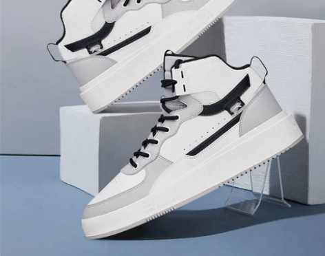 安踏高帮男鞋板鞋官方正品冬季2022新款皮...