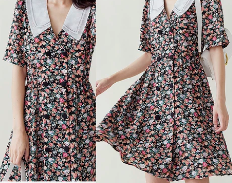 年中大促^の^ 清新法式复古温柔风收腰连衣...