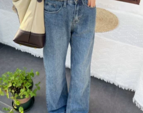 海菜的衣橱 买这件不会错！复古蓝色牛仔裤女...