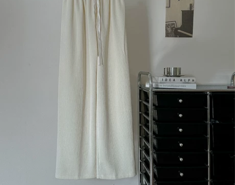 纯色雪尼尔抽绳绑带休闲裤女2022秋冬新款...