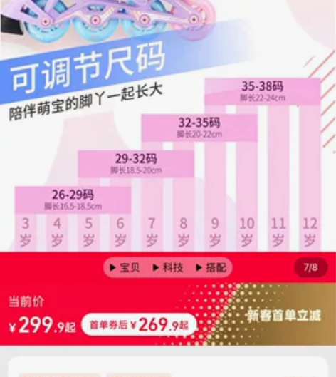 迪卡侬溜冰鞋儿童初学者轮滑鞋闪光轮女童男孩...